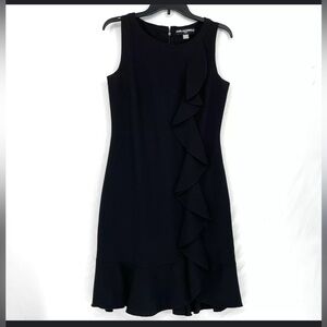 Black sleeve less dress with ruffles